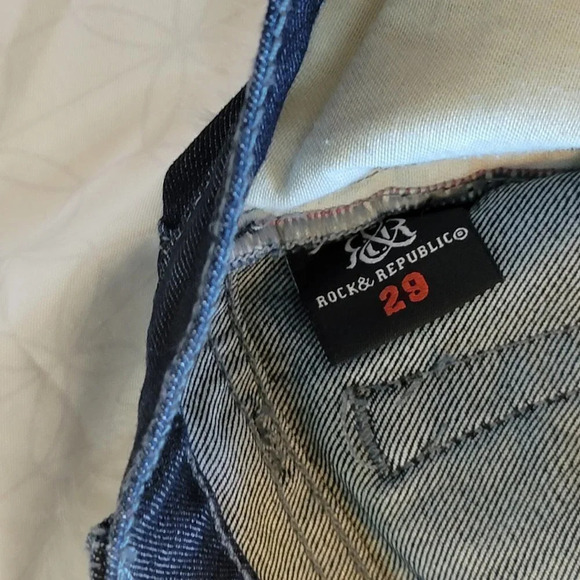 Rock & Republic R&R Womens Denim Pink Sequin Pocket Jeans Irregular hem Mid Rise - Picture 4 of 7